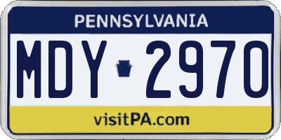 PA license plate MDY2970