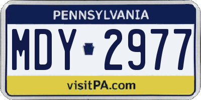 PA license plate MDY2977