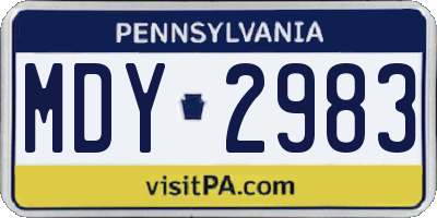 PA license plate MDY2983