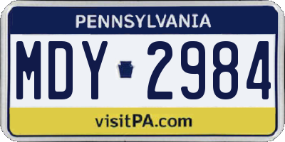 PA license plate MDY2984
