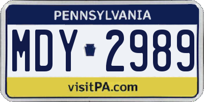 PA license plate MDY2989