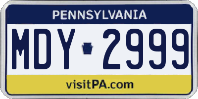 PA license plate MDY2999