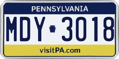 PA license plate MDY3018