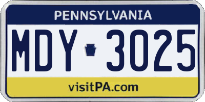 PA license plate MDY3025
