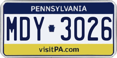 PA license plate MDY3026