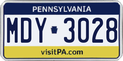 PA license plate MDY3028