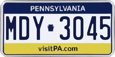 PA license plate MDY3045