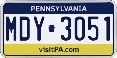 PA license plate MDY3051