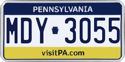 PA license plate MDY3055