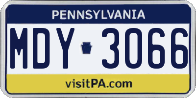 PA license plate MDY3066