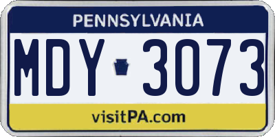PA license plate MDY3073
