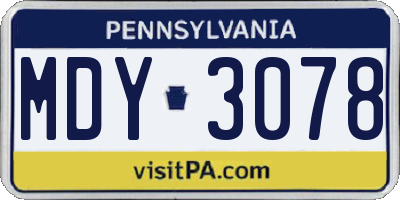 PA license plate MDY3078