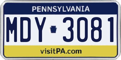PA license plate MDY3081