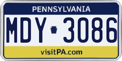 PA license plate MDY3086