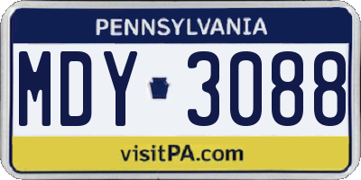 PA license plate MDY3088