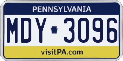 PA license plate MDY3096