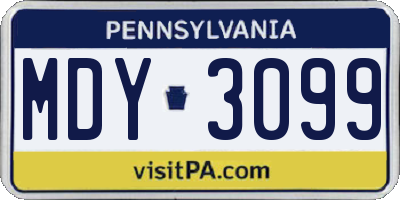 PA license plate MDY3099