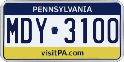 PA license plate MDY3100