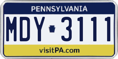 PA license plate MDY3111