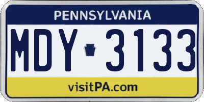 PA license plate MDY3133