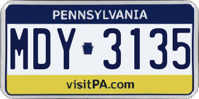 PA license plate MDY3135
