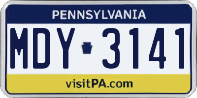 PA license plate MDY3141