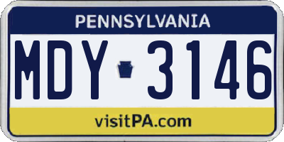 PA license plate MDY3146