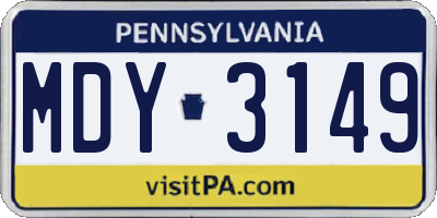 PA license plate MDY3149