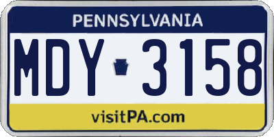 PA license plate MDY3158