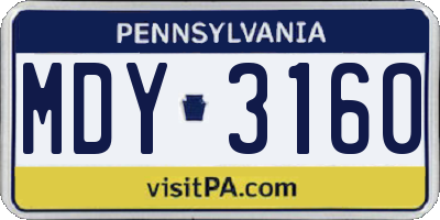 PA license plate MDY3160