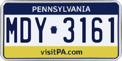 PA license plate MDY3161