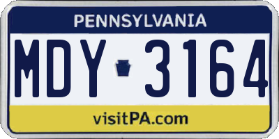 PA license plate MDY3164
