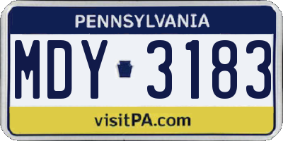 PA license plate MDY3183