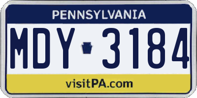 PA license plate MDY3184