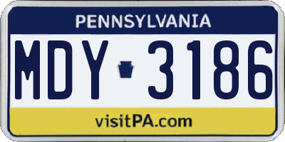 PA license plate MDY3186