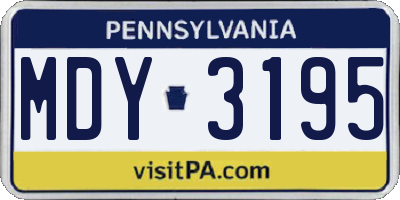 PA license plate MDY3195