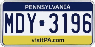 PA license plate MDY3196