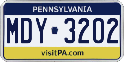 PA license plate MDY3202
