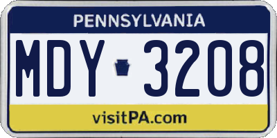 PA license plate MDY3208