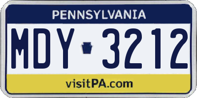 PA license plate MDY3212