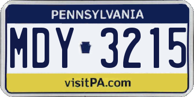 PA license plate MDY3215