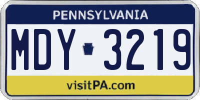 PA license plate MDY3219