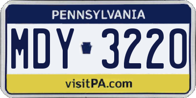 PA license plate MDY3220