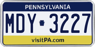 PA license plate MDY3227