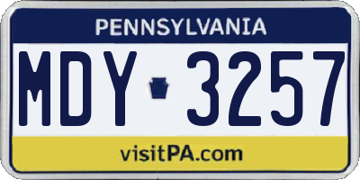 PA license plate MDY3257