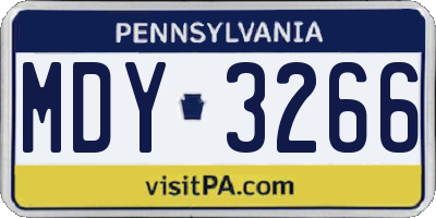 PA license plate MDY3266