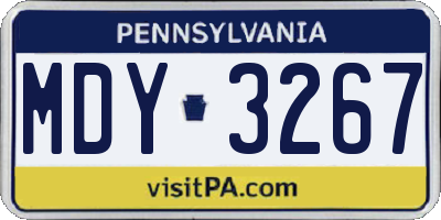 PA license plate MDY3267