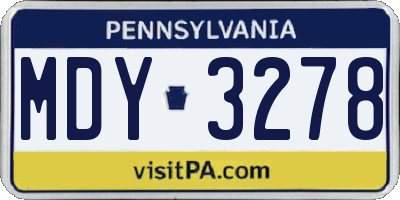 PA license plate MDY3278