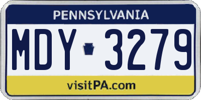 PA license plate MDY3279