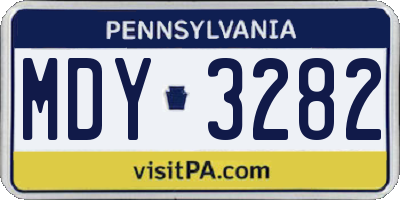 PA license plate MDY3282